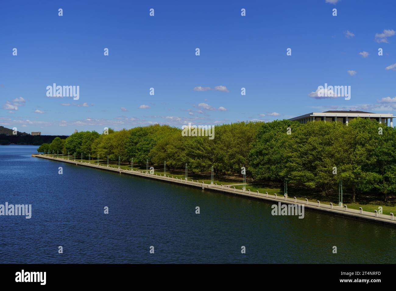 Lake Burley Griffin from Bridge, in front of National Library Stock ...