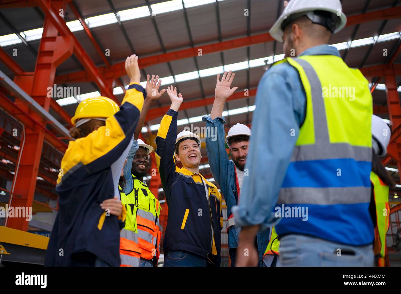Blue collar worker work at metal sheet factory. Blue collar worker and