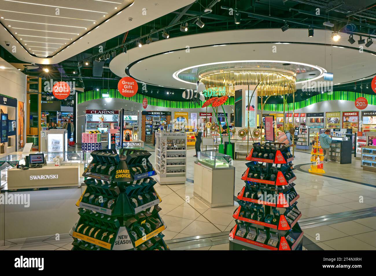 Terminal 2 Duty Free shop at Manchester Airport in England, UK. Stock Photo