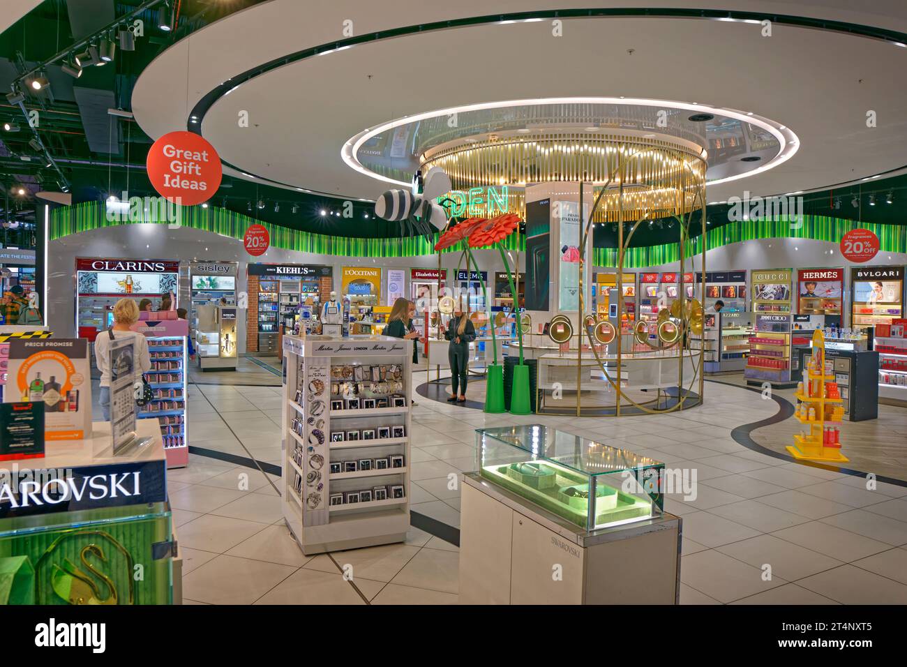 Terminal 2 Duty Free shop at Manchester Airport in England, UK. Stock Photo