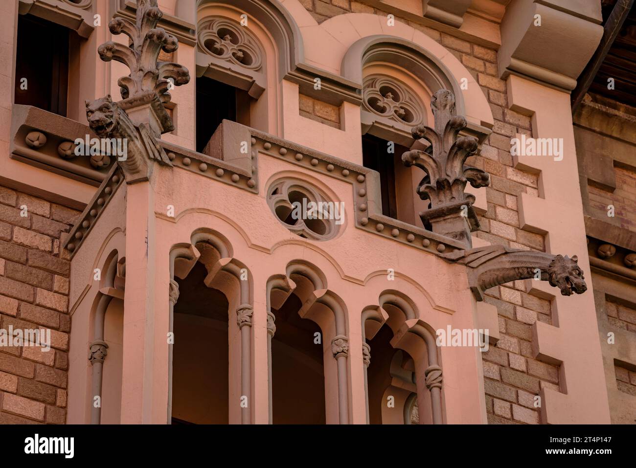 Facade of the Comella house, modernist style, in Vic (Osona, Barcelona, Catalonia, Spain) ESP: Fachada de la casa Comella, de estilo modernista, Vic Stock Photo