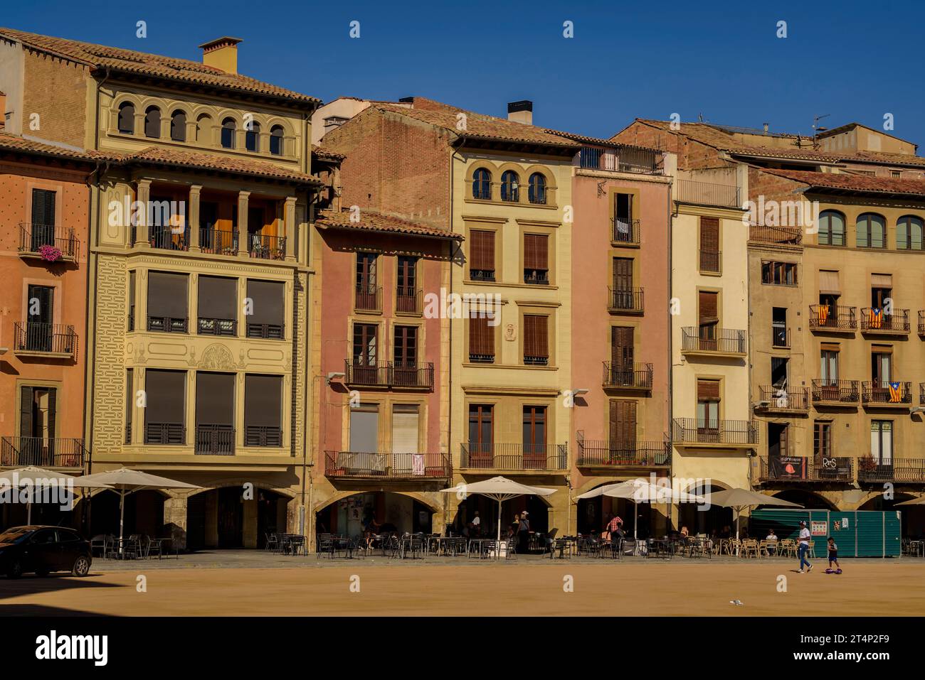 Plaça Major square or Mercadal de Vic in the historic center of the city, on an autumn afternoon (Osona, Barcelona, Catalonia, Spain) Stock Photo