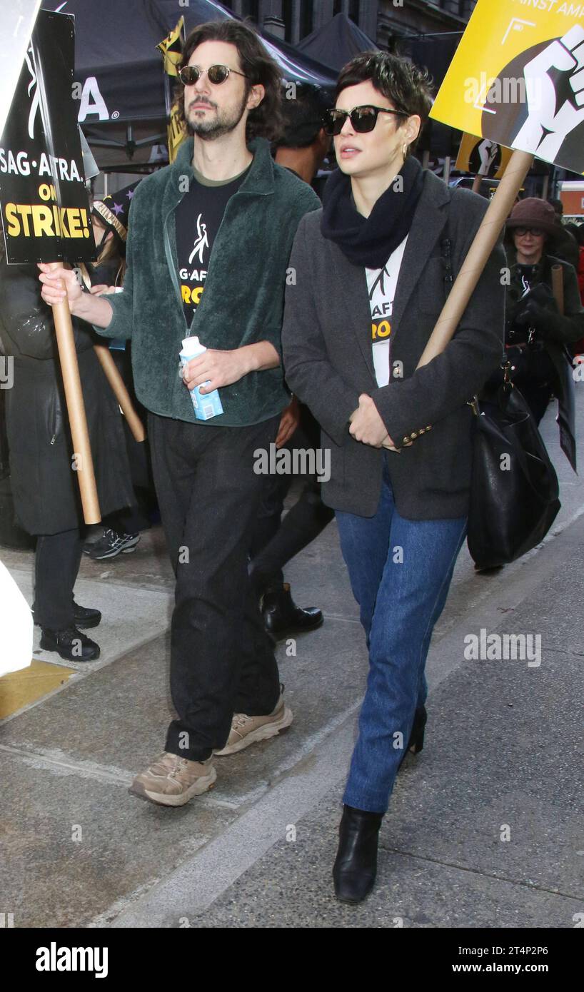 NEW YORK, NY- OCTOBER 31: Conor Leslie on the picket line during the SAG-AFTRA strike named the Solidarity Screamfest on Halloween at Netflix and /Warner Bros. Discovery on October 31, 2023 in New York City. Copyright: xRWx Stock Photo