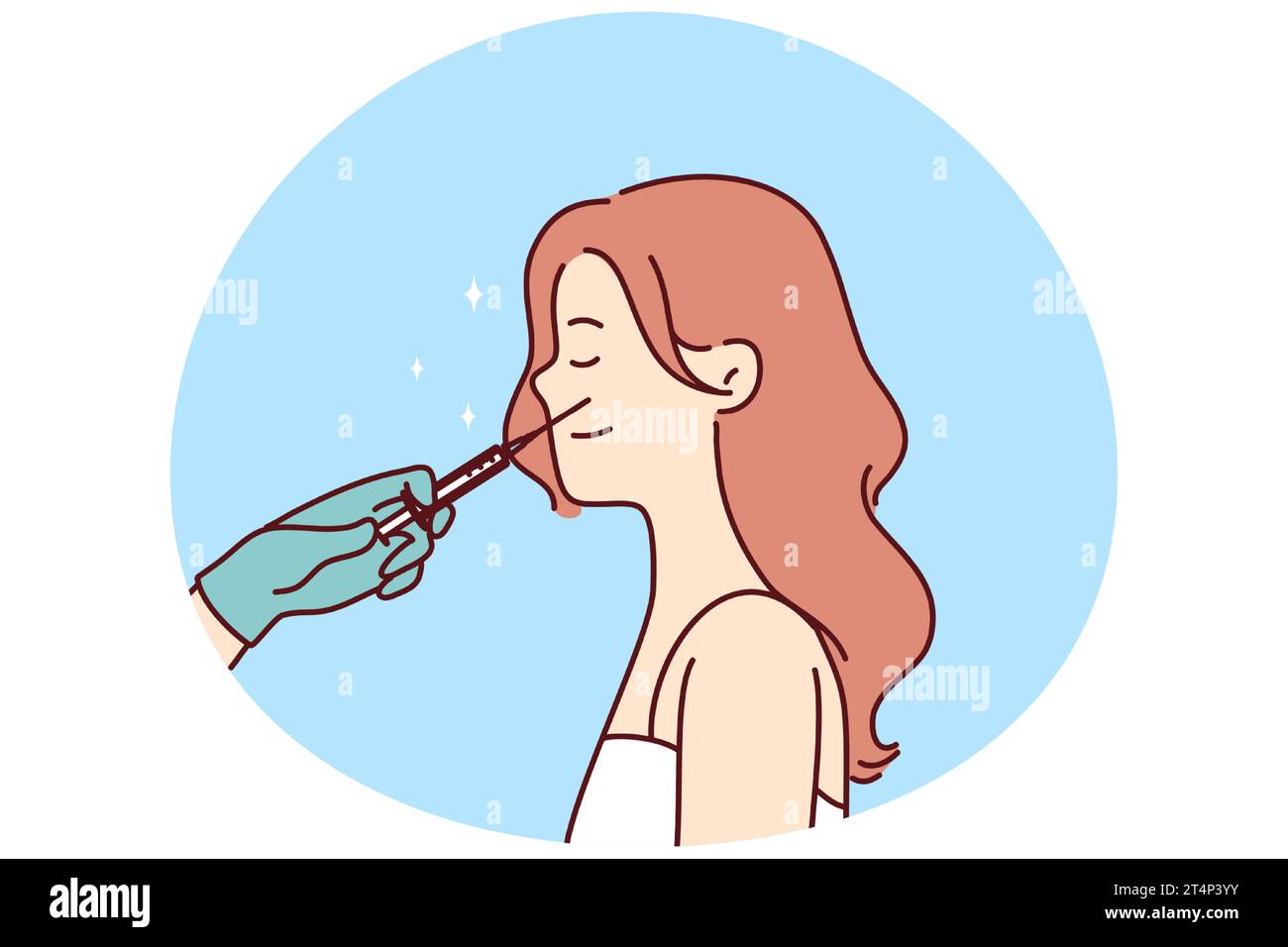 Beautician doctor with syringe make injection to woman face in salon ...