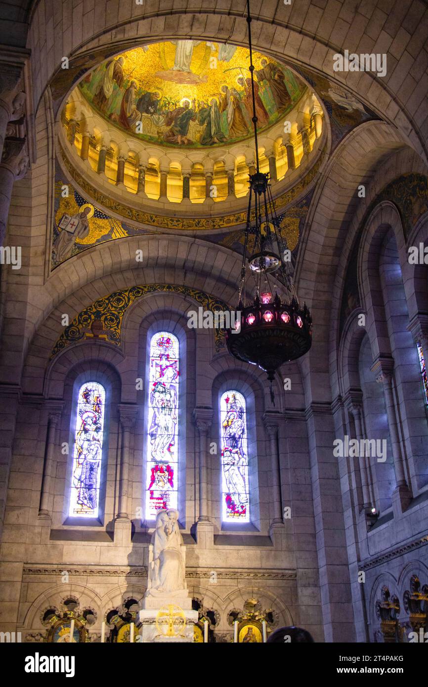 Stained Glass in the Basilica Sacre Coeur in Paris, France