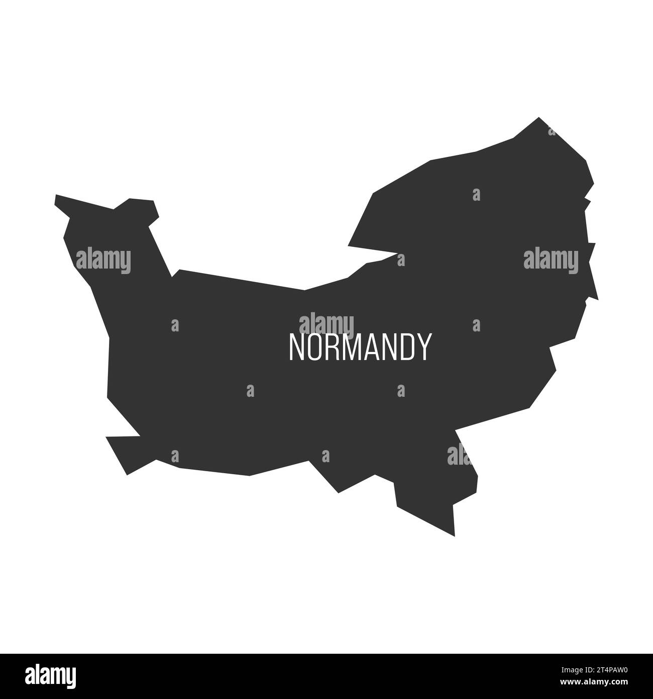 Normandy - map of administrative division, region, of France. Dark grey vector silhouette. Stock Vector