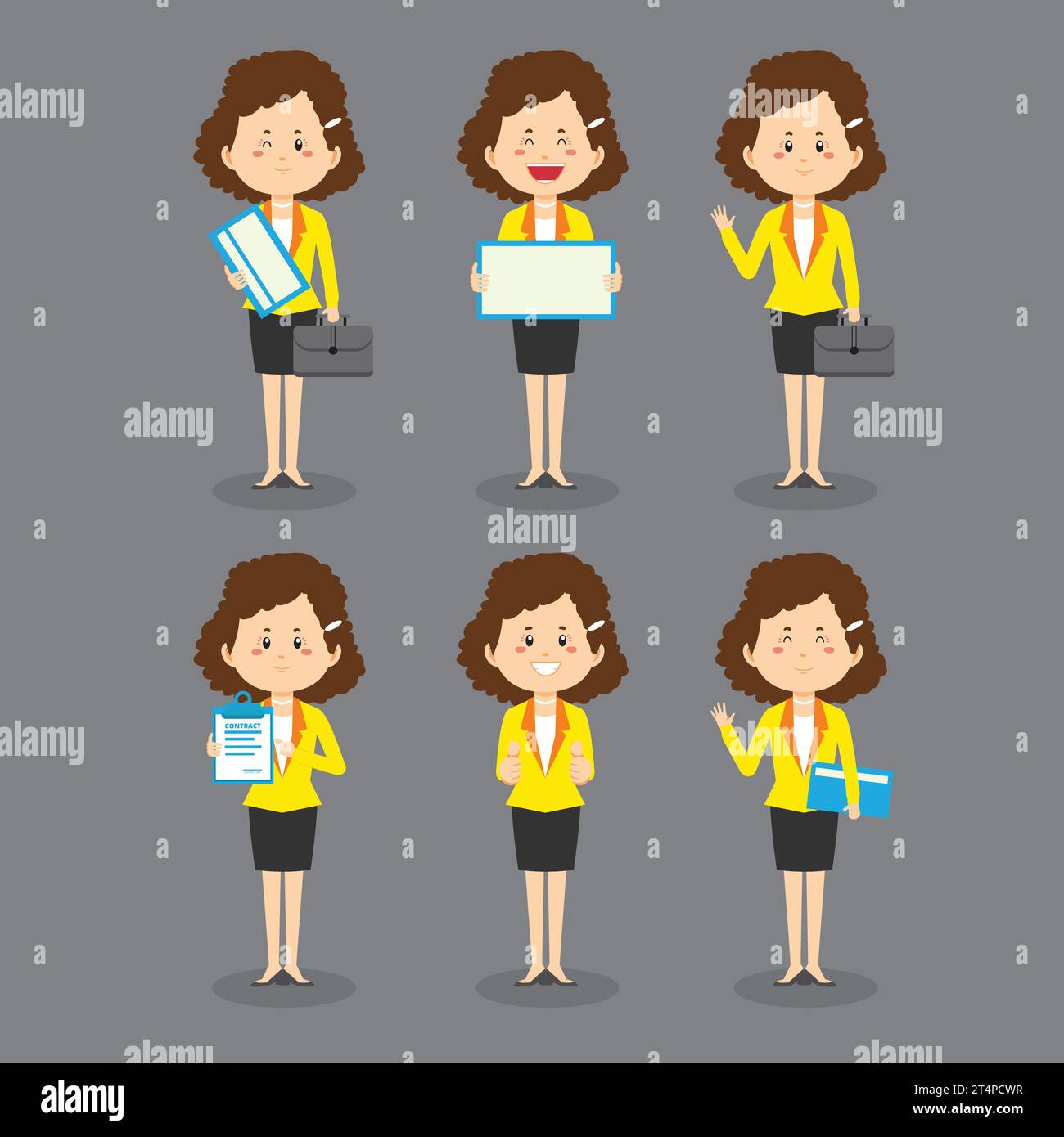 Business woman with various poses expressions Vector Image Stock Vector ...