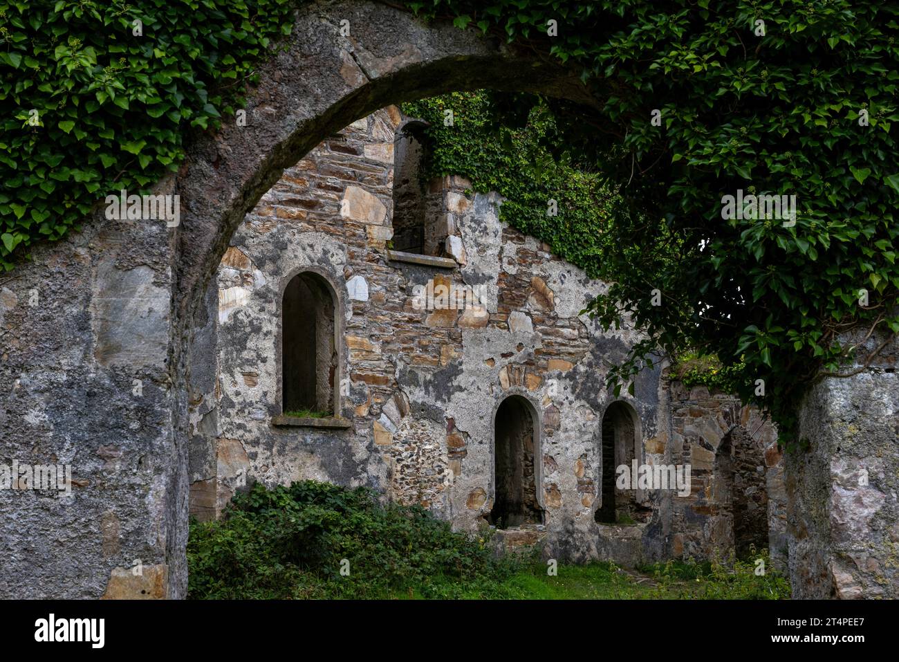 Clifden Castle is a ruined 19th-century castle in Connemara, Ireland. Stock Photo
