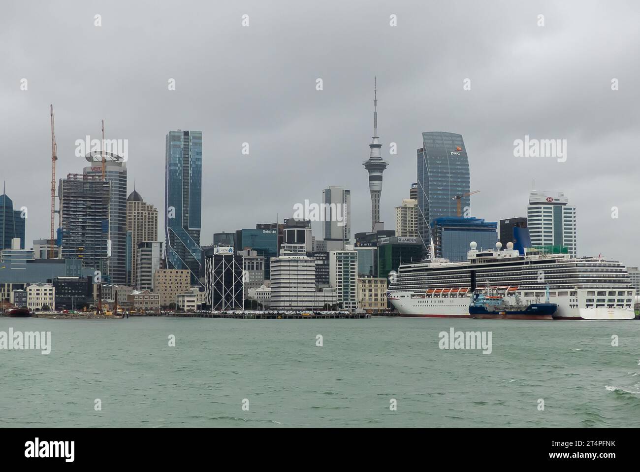 Auckland waterfront and harbour, taken from the Devonport ferry Stock Photo
