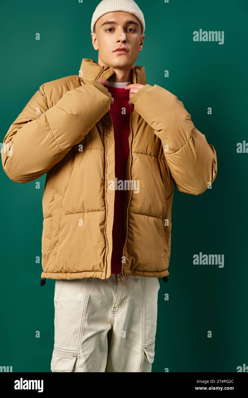 Male posing wearing winter jacket hi-res stock photography and images ...