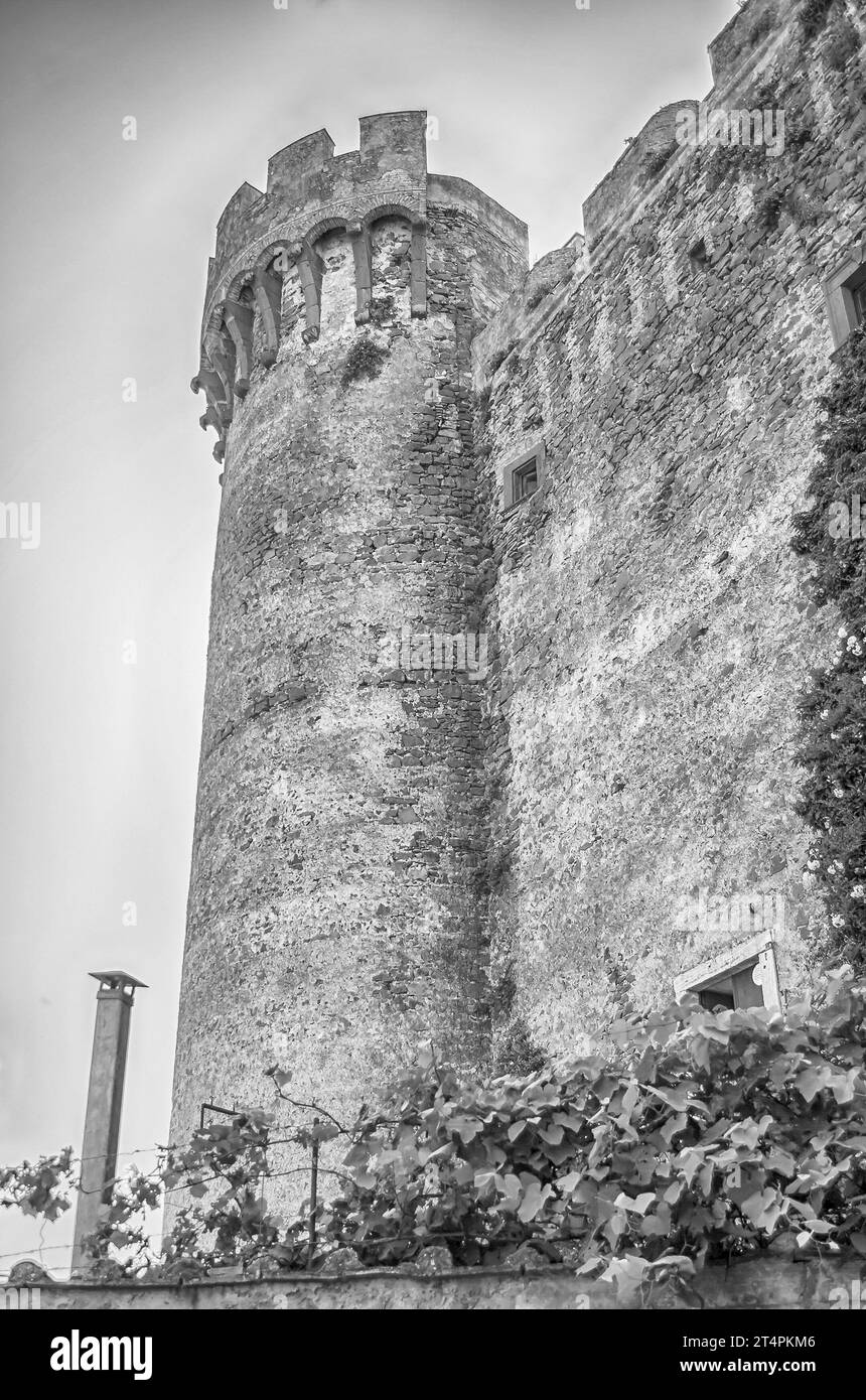 Bastion of the scenic Castello Orsini-Odescalchi, iconic landmark in Bracciano, Italy Stock Photo