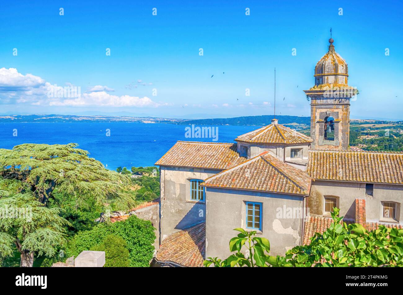 Aerial view of Lake Bracciano from the scenic Castello Orsini-Odescalchi, Italy Stock Photo