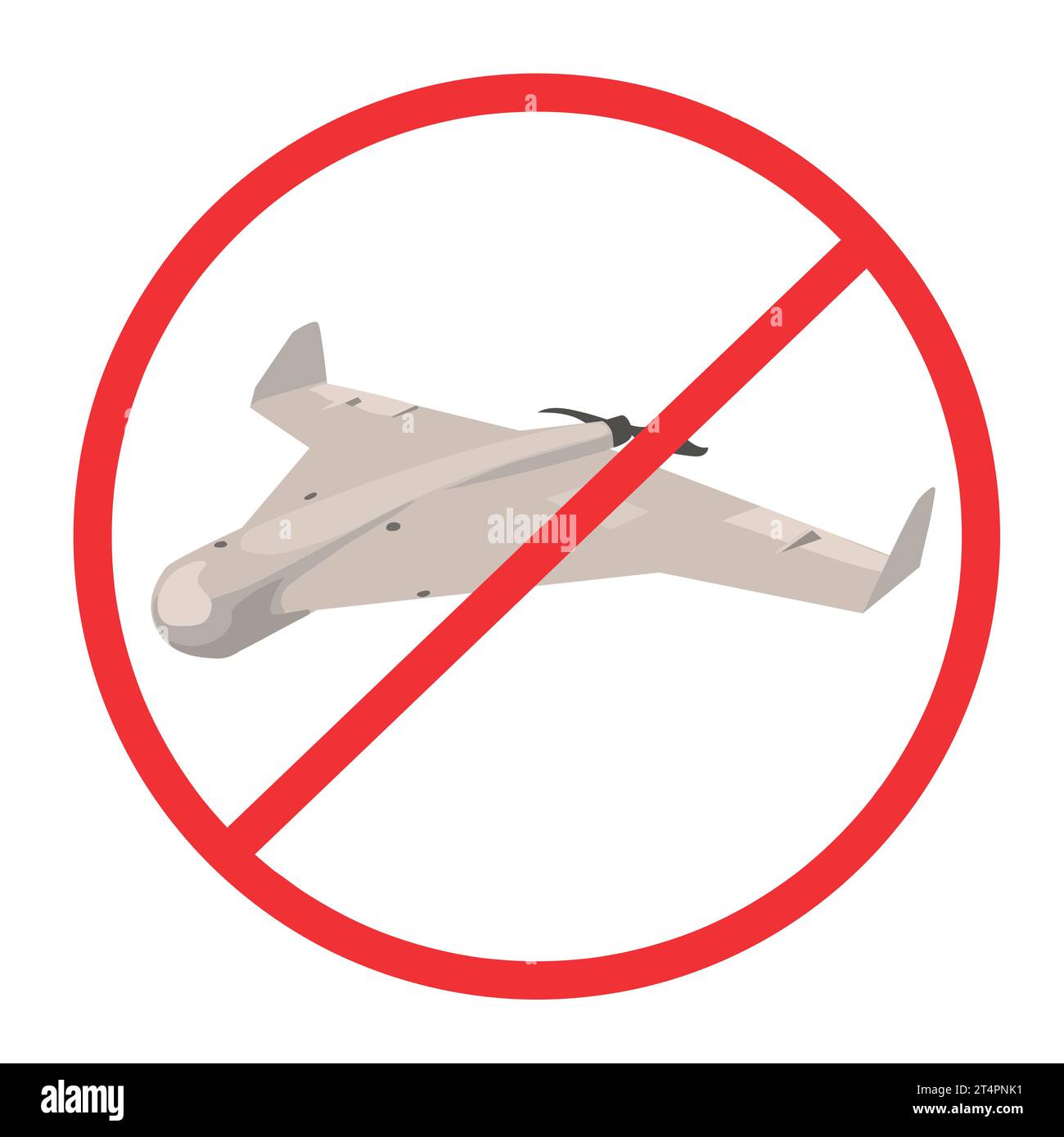 Iranian Drone kamikaze Shahed 136 with a crossed out sign. Prohibition sign with Drone kamikaze vector illustration.No sign Terrorist destruction Stock Vector
