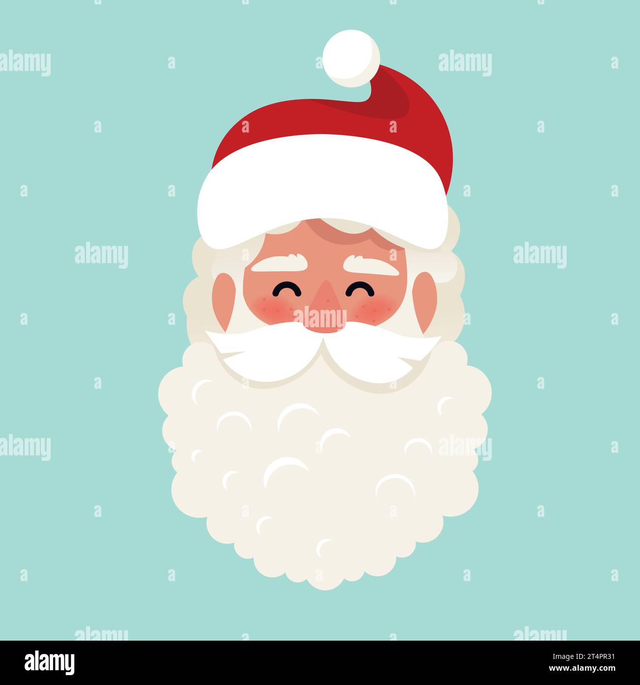 Cute Santa Claus head. Vector illustration in cartoon flat style Stock Vector