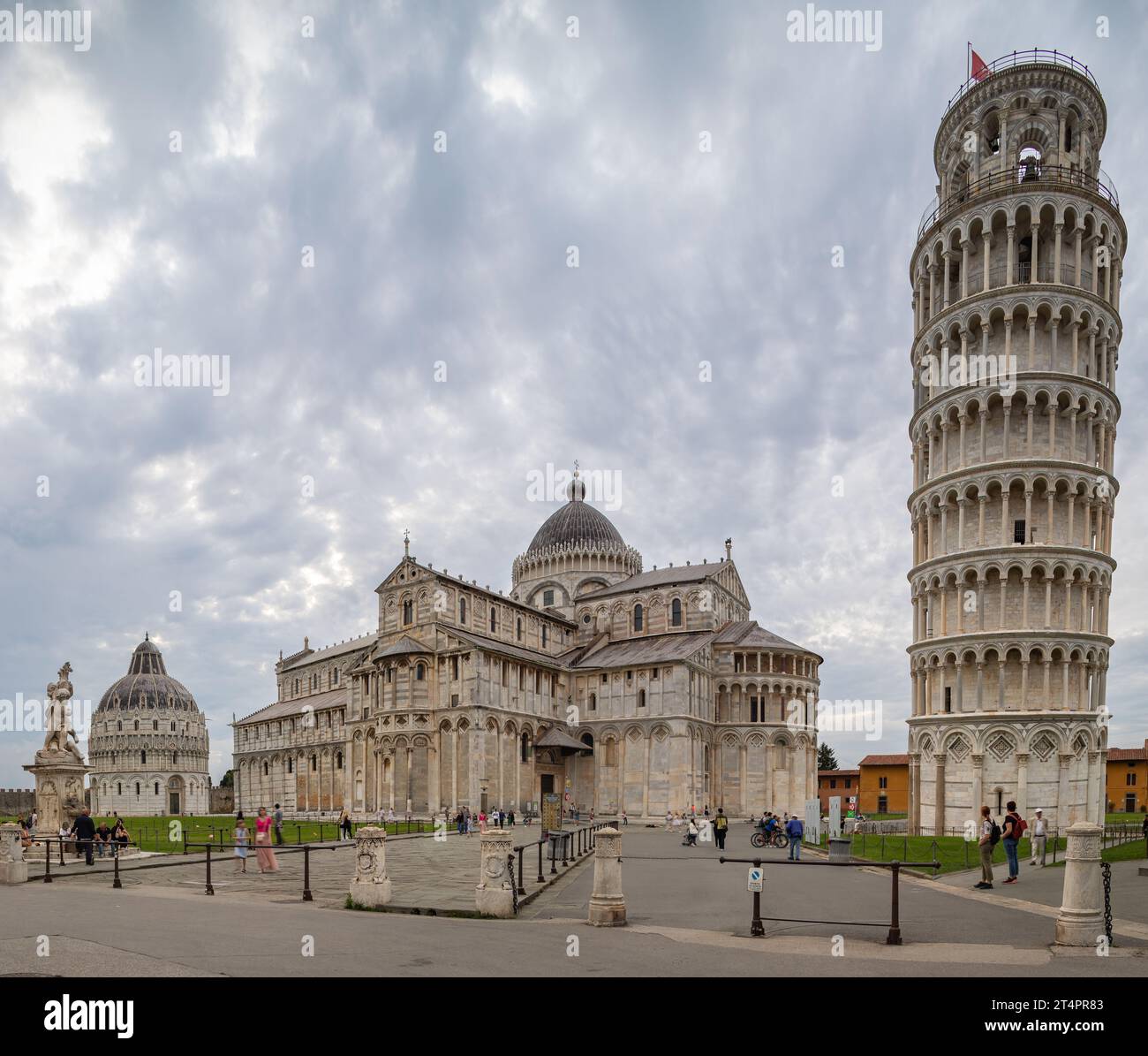 The beautiful Piazza dei Miracoli with the leaning tower, Pisa, Italy Stock Photo