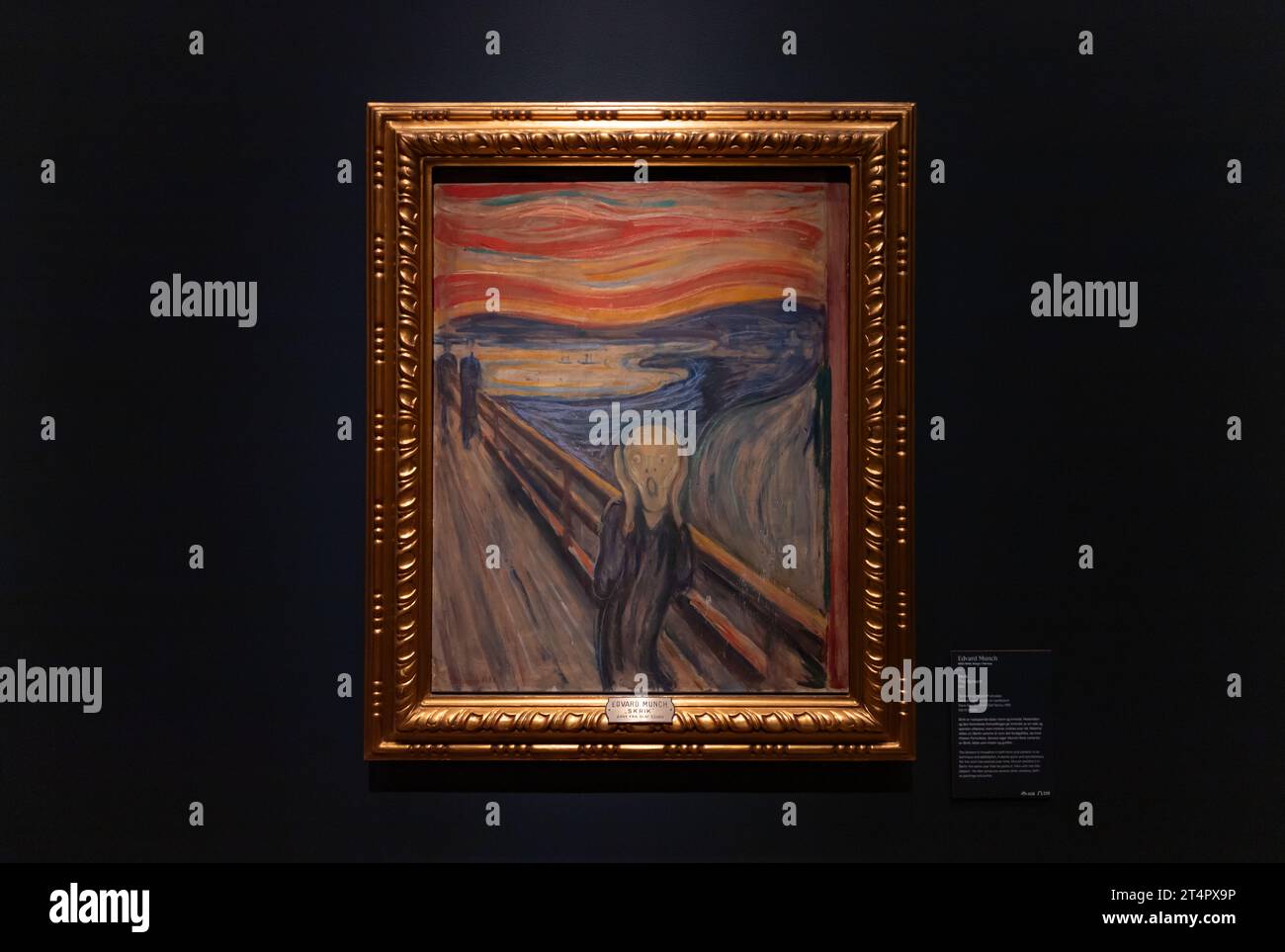A picture of one of the variations of the iconic Scream painting, by Edvard Munch, at the Collection exhibition of the National Museum of Oslo. Stock Photo