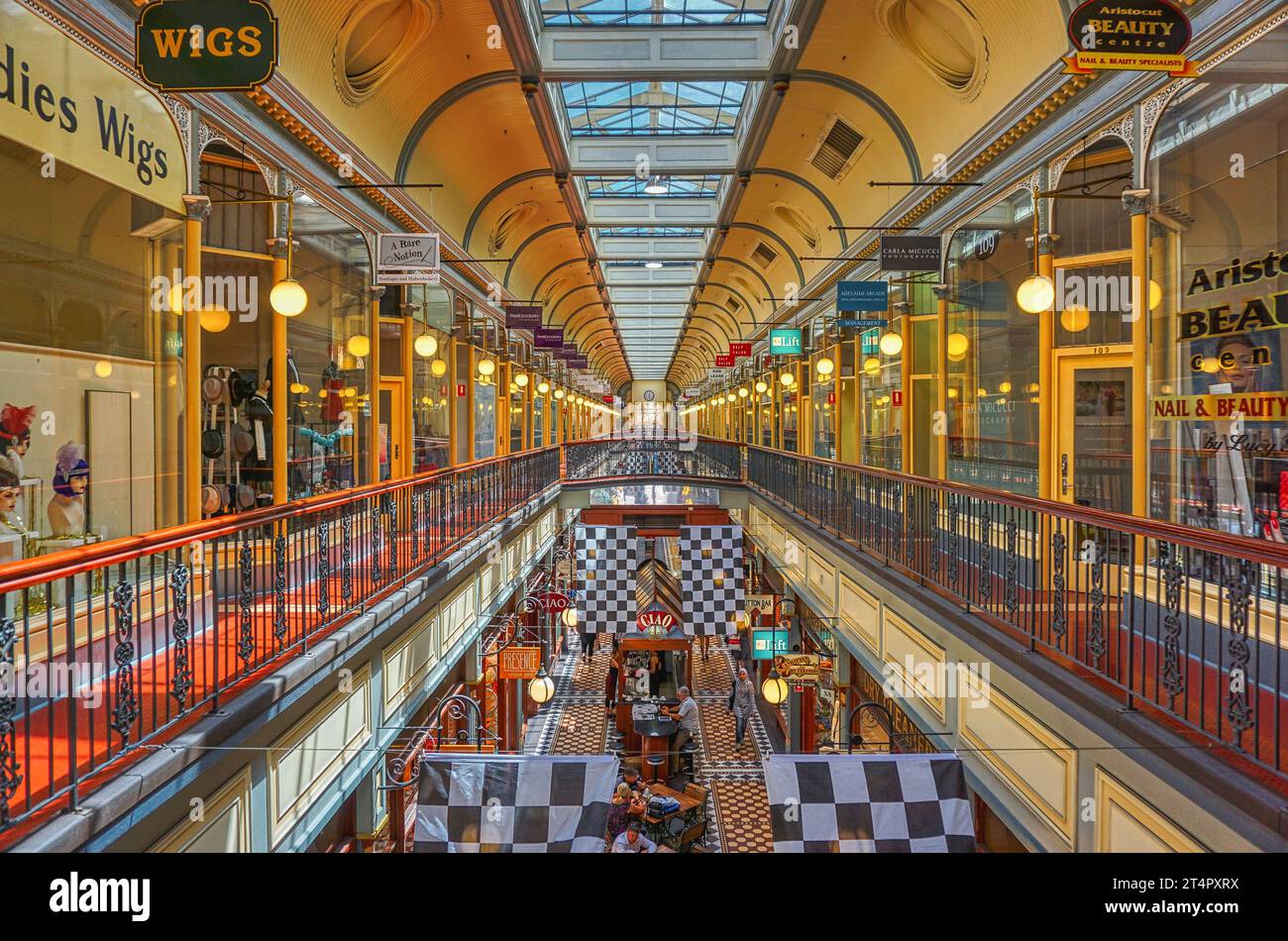 showcases the first floor of the Adelaide Arcade Stock Photo Alamy
