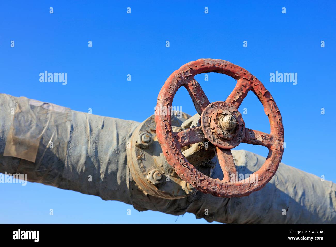 Control the handwheel and pipeline in oilfield Stock Photo Alamy