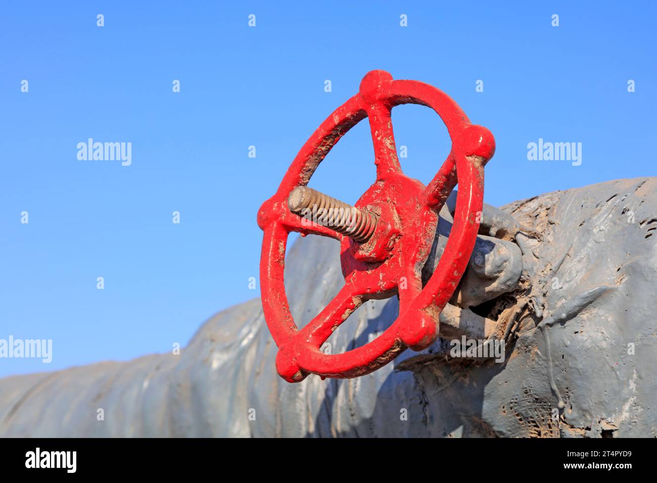 Control the handwheel and pipeline in oilfield Stock Photo Alamy