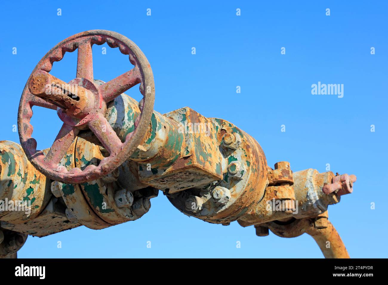 Control the handwheel and pipeline in oilfield Stock Photo Alamy
