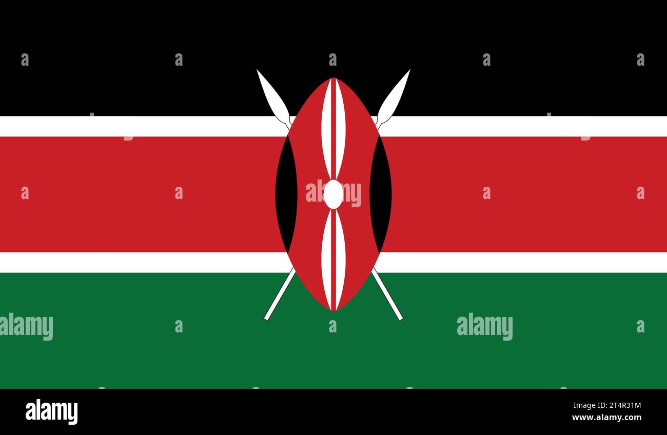 Flag of the Kenya. Vector illustration. Stock Vector