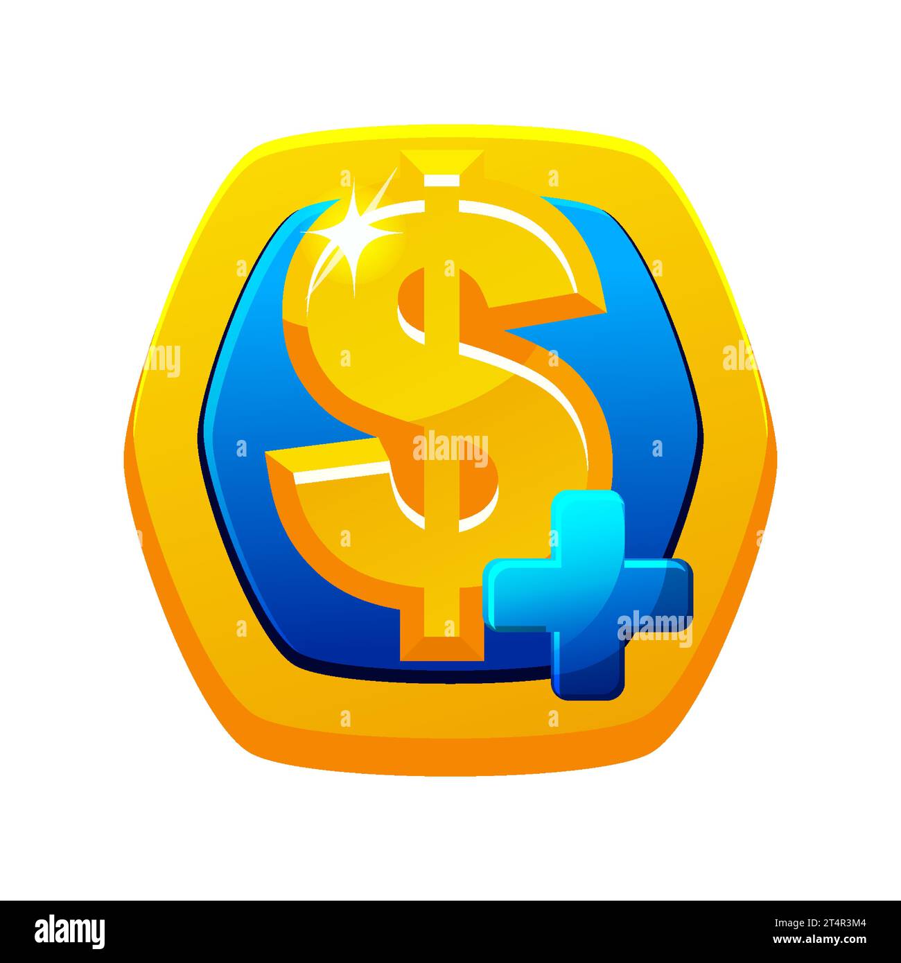 Dollar icon for Game Ui. Vector Gold pay button. Stock Vector