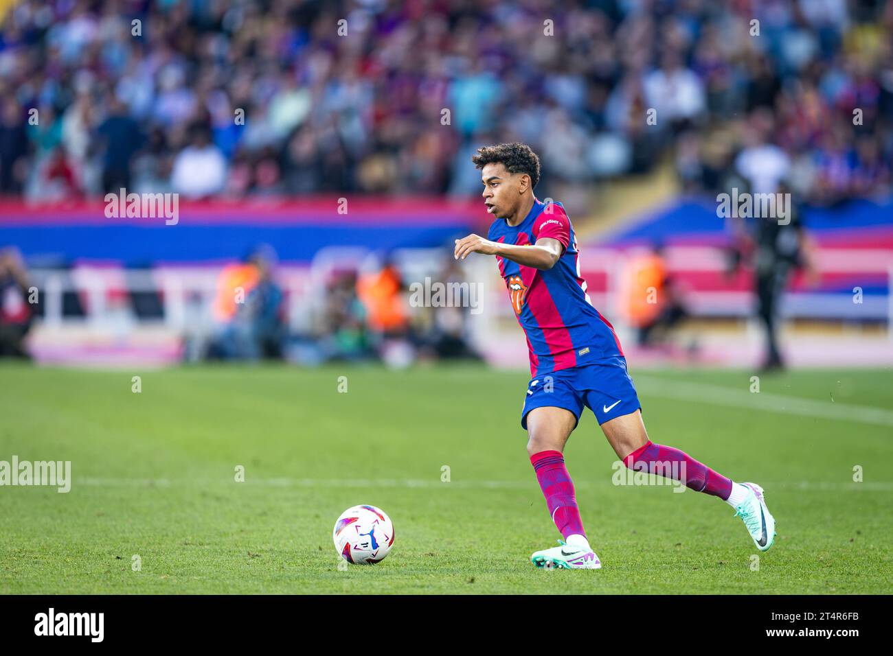 Lamine Yamal (Barcelona) seen in action during the football match of