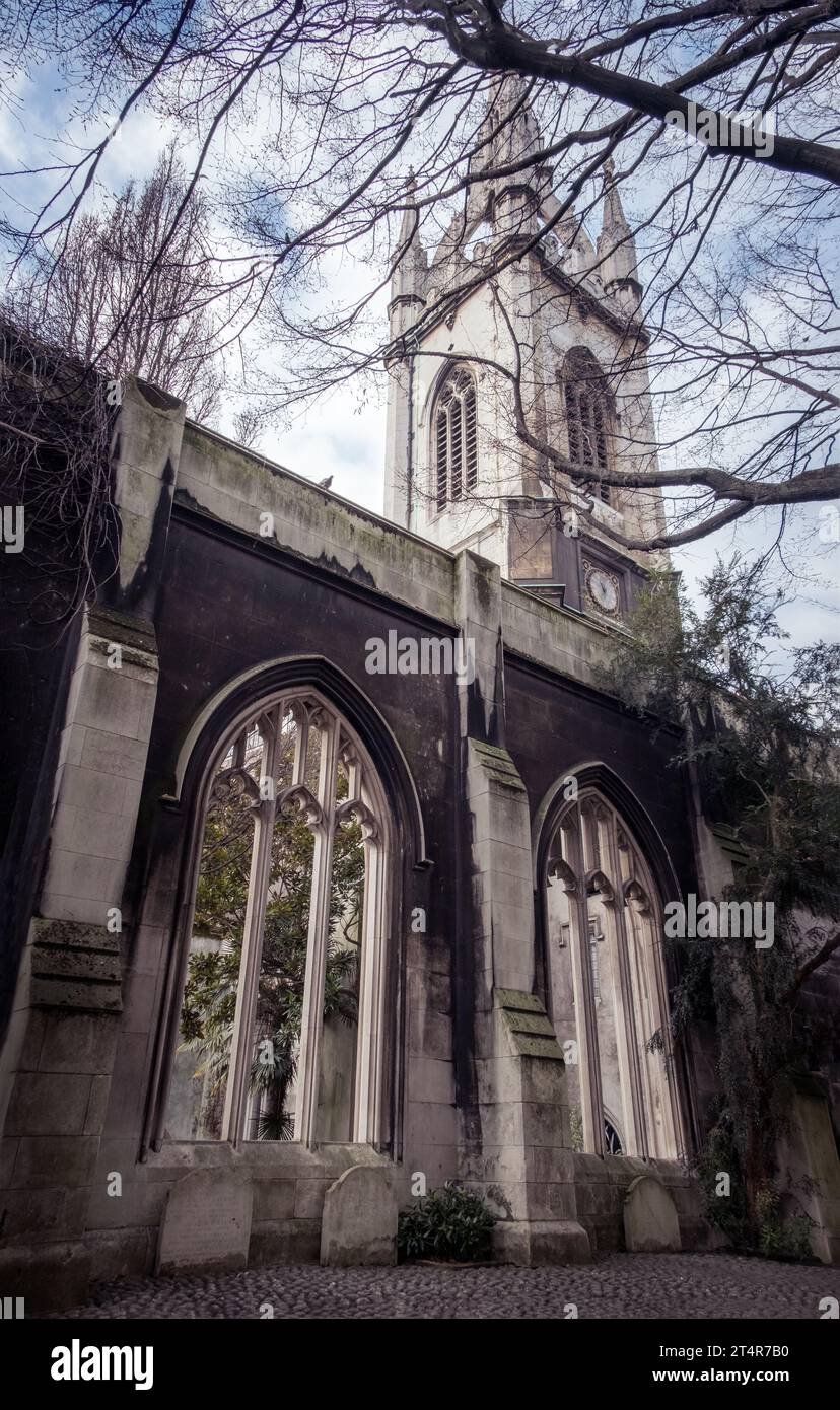 St Dunstan in the east church garden in the city of London, UK. Stock Photo