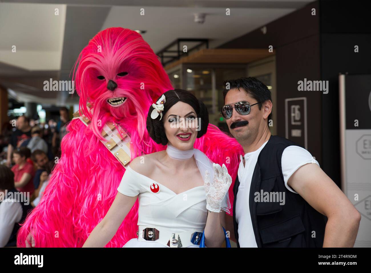 A pink Chewbacca with Princess Leia Stock Photo