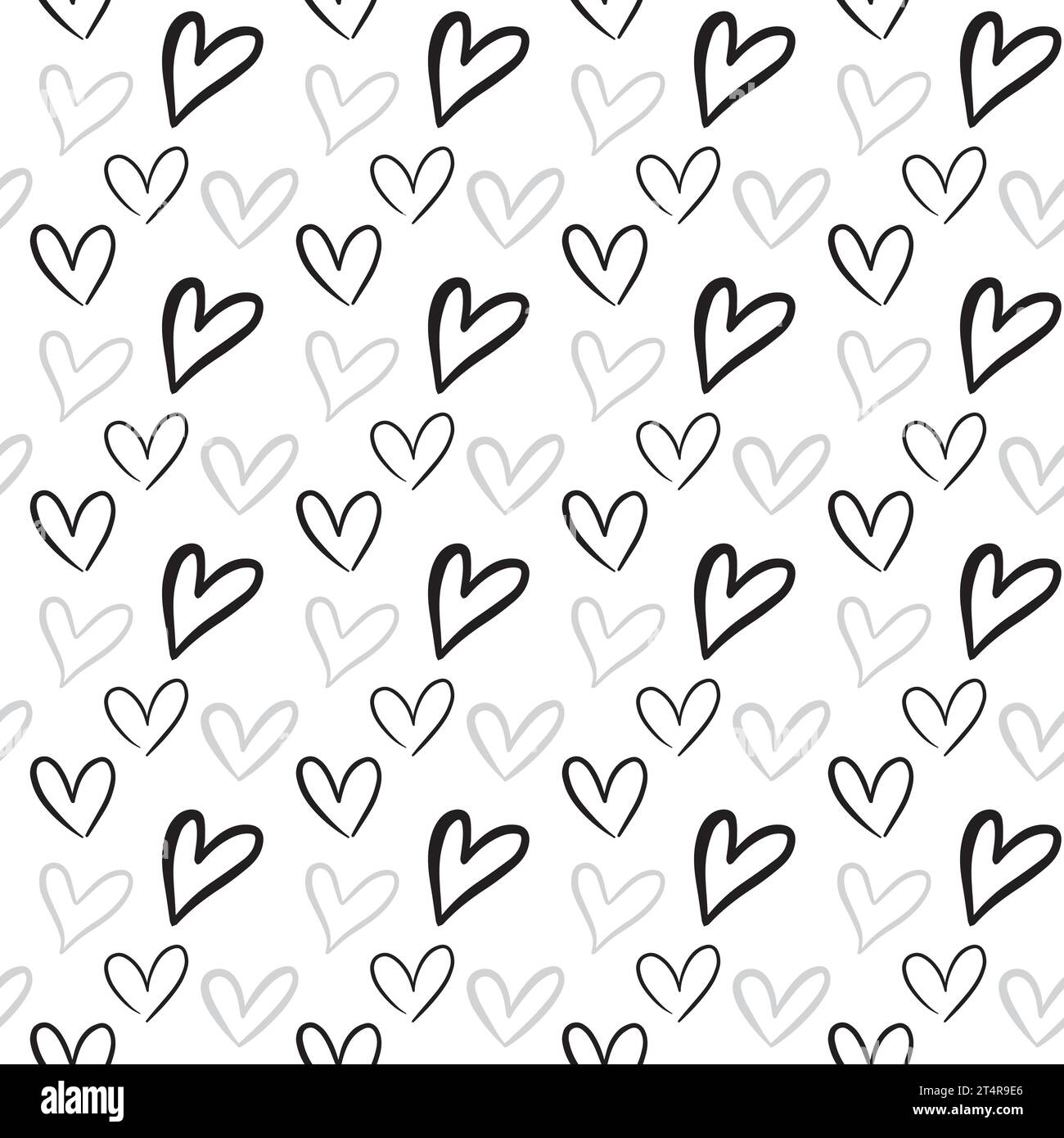 Heart shape vector seamless pattern doodle abstract background ...
