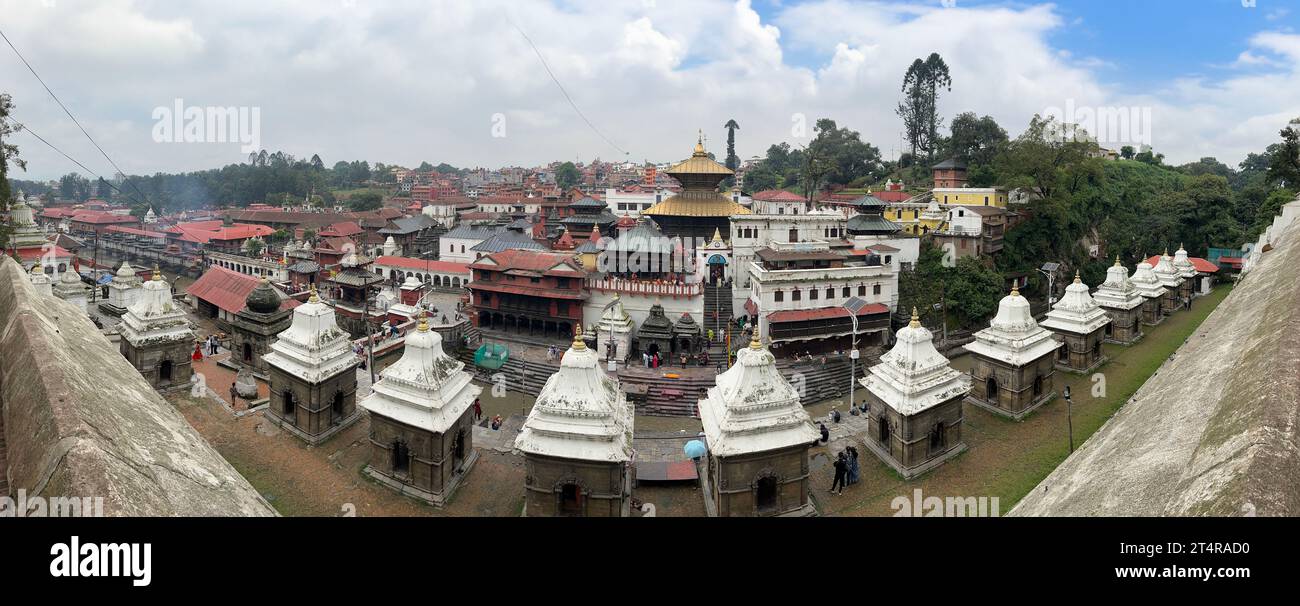 Kathmandu, Nepal: view of Pashupatinath Temple, famous Hindu temple dedicated to Pashupati, a form of Shiva, along the banks of sacred Bagmati river Stock Photo