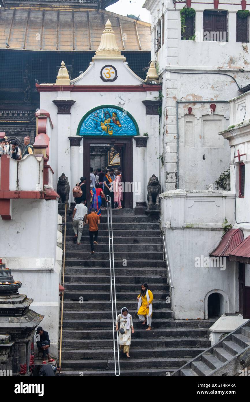 Kathmandu, Nepal: view of Pashupatinath Temple, famous Hindu temple dedicated to Pashupati, a form of Shiva, along the banks of sacred Bagmati river Stock Photo