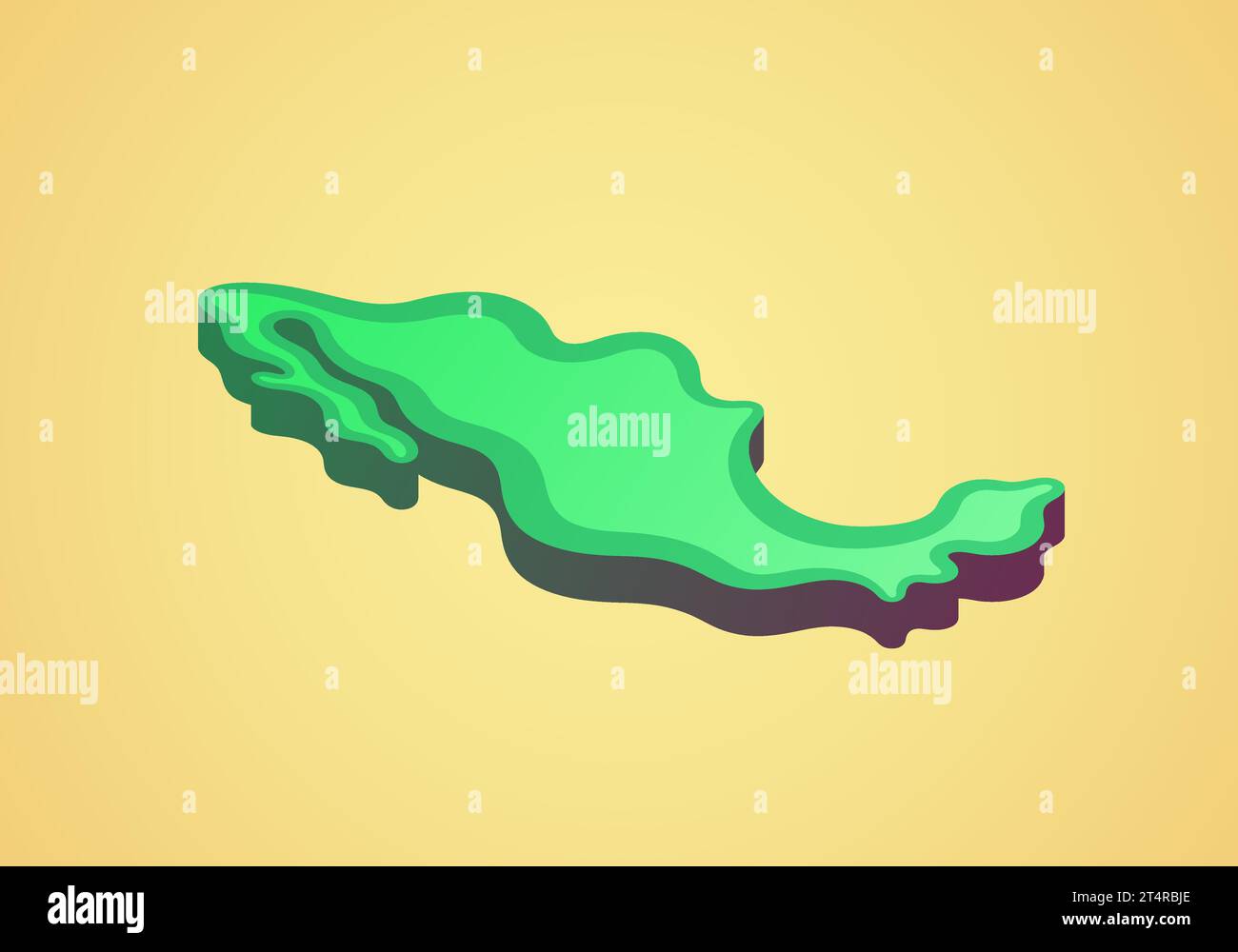 Isometric stylized simplified 3D map of Mexico Stock Vector