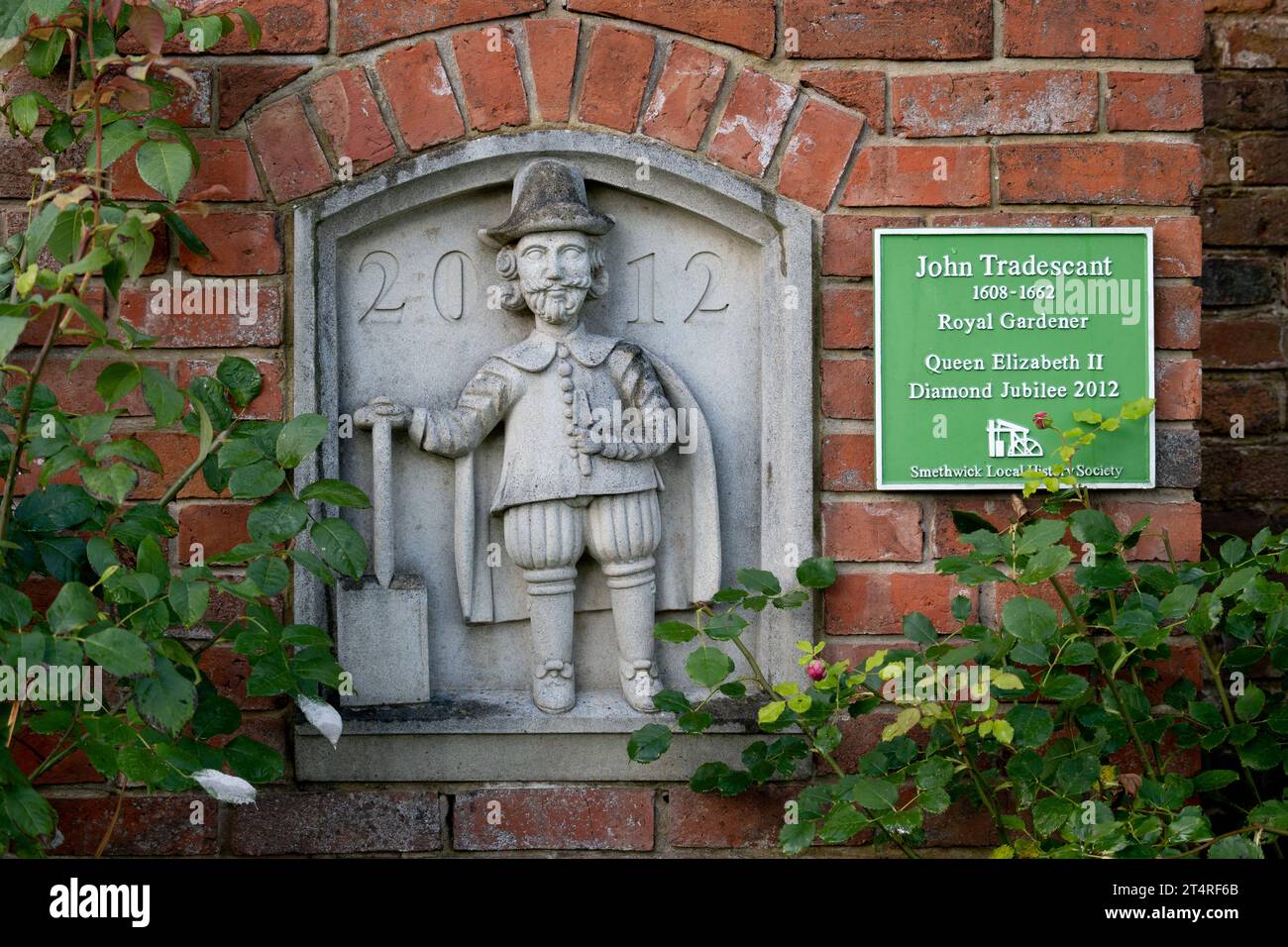 John Tradescant sculpture, Shakespeare Garden, Lightwoods House