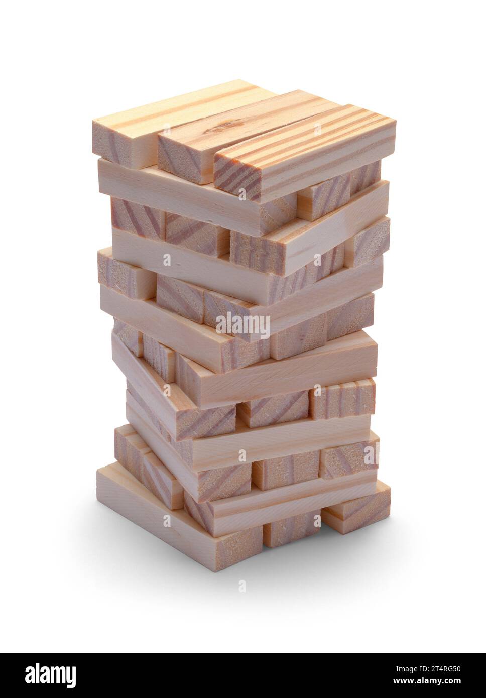 Wood Blocks Pile Cut Out on White. Stock Photo