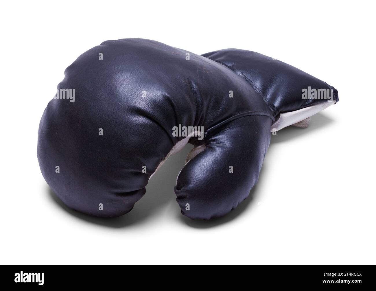 Worn Boxing Glove Cut Out on White. Stock Photo