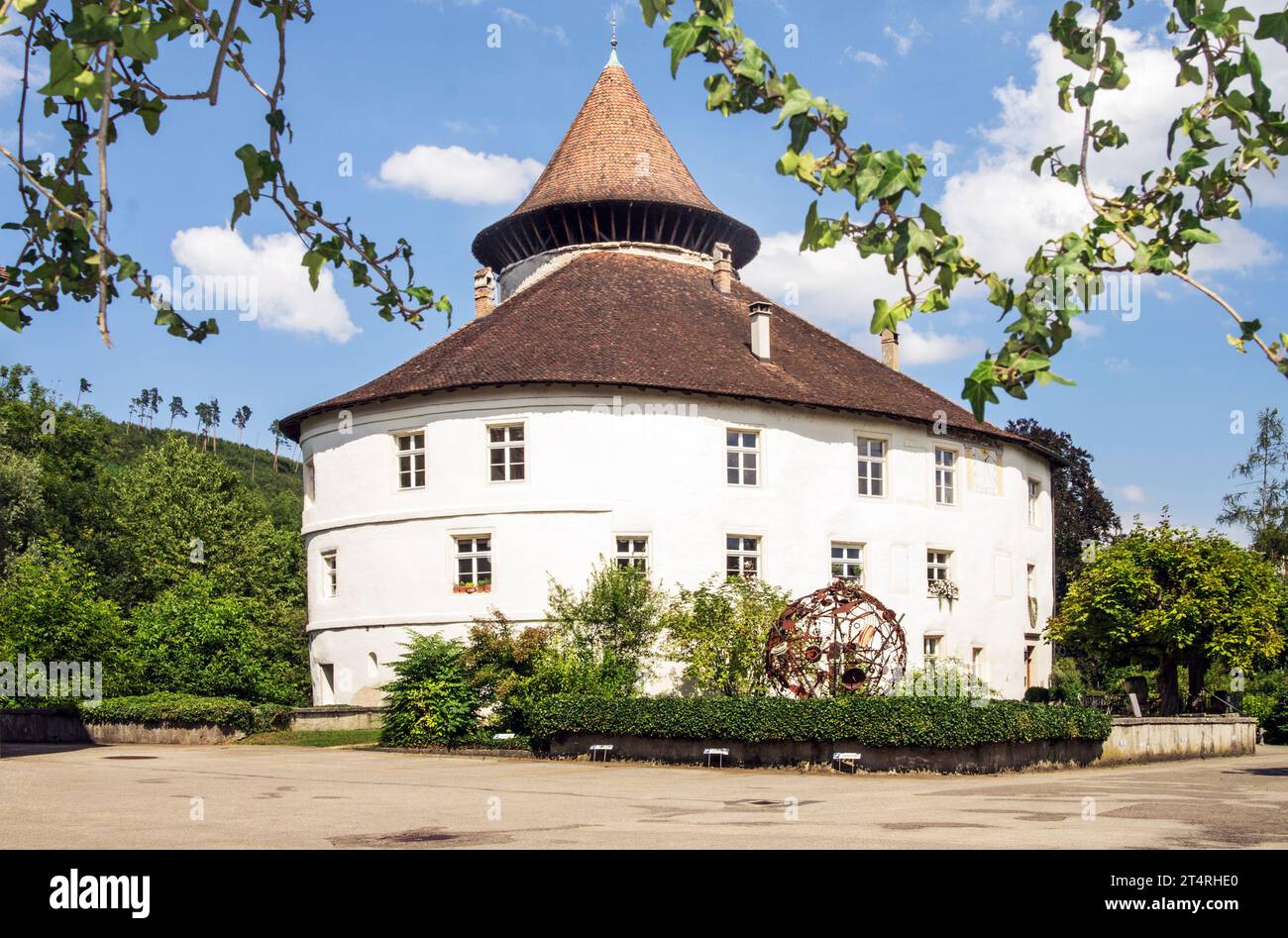 Zwingen, Zwingen BL, Laufental, moated castle, castle, Baselland, Baselbiet, landmark, moated castle Zwingen Stock Photo