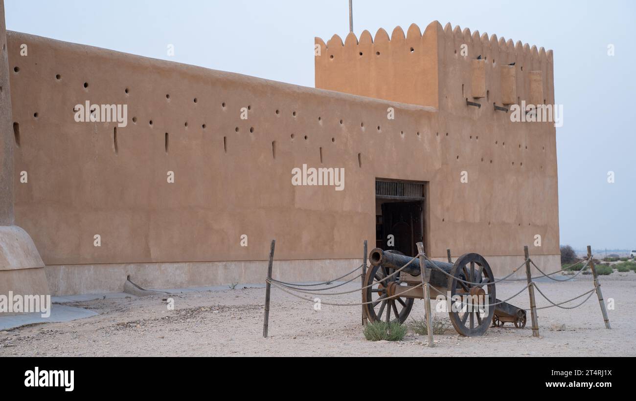 Doha, Qatar- November 01, 2023 :historical old Fort Zubarah (Al Zubara) in North East of the deserts of Qatar on the edge of the Persian gulf. Stock Photo