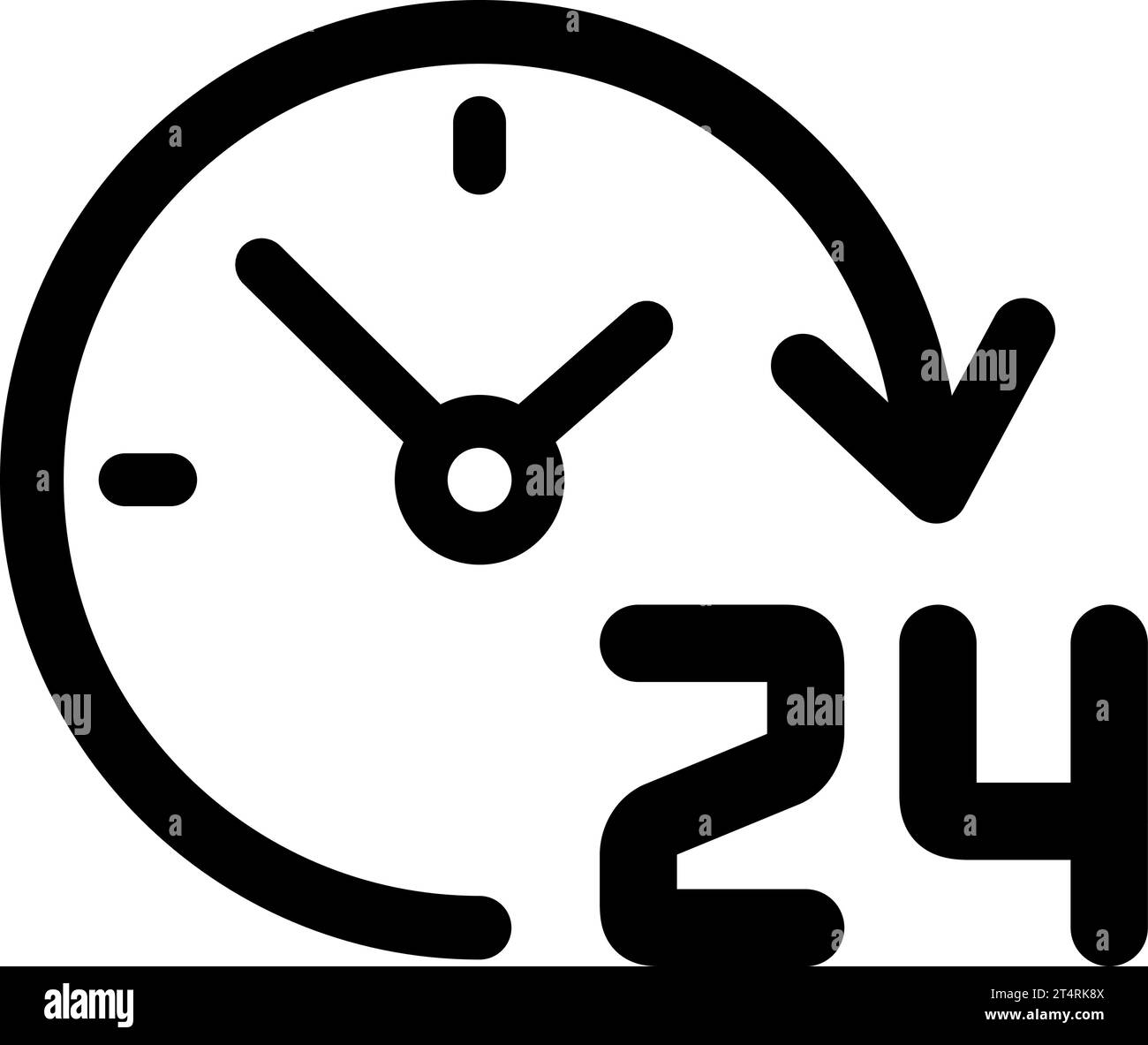 Linear icon of 24 hours a day as symbol of 24-hour service Stock Vector