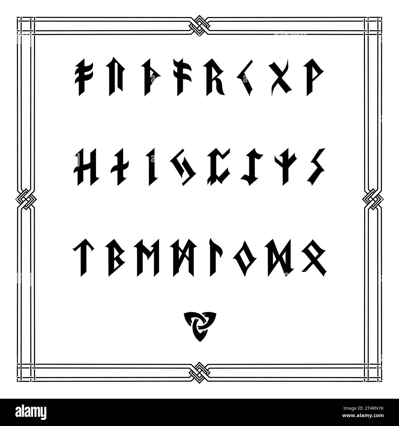 Ancient Scandinavian design. Viking runic alphabet. Drawn in Old Norse Celtic vintage style Stock Vector