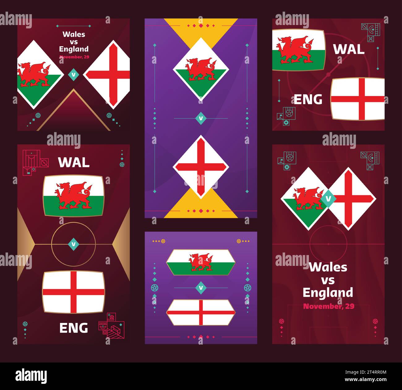 Wales vs england match world football 2022 Vector Image Stock Vector