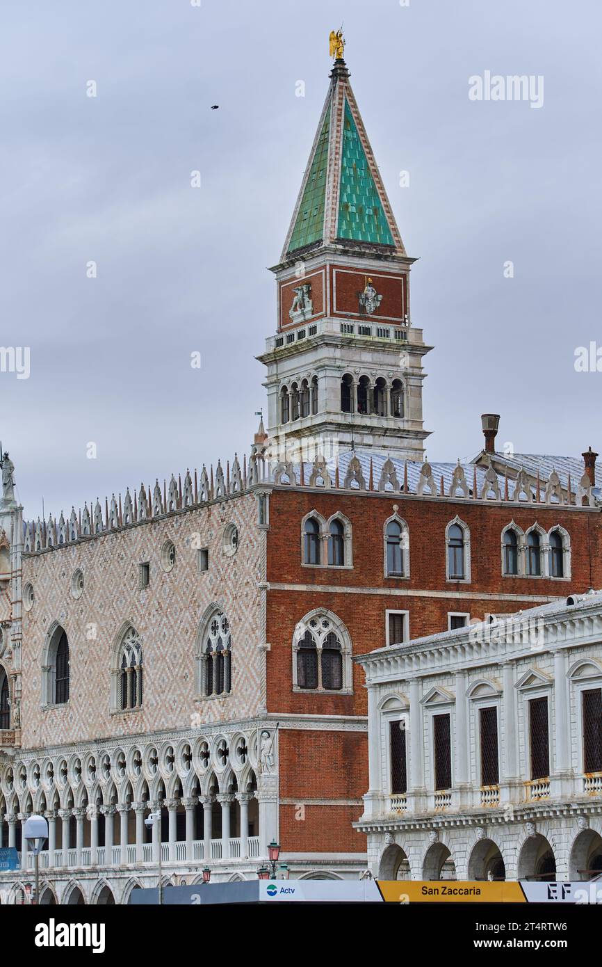 Tower of San Giorgio Maggiore, a 16th-century Benedictine church in center of Venezia. Venice - 5 May, 2019 Stock Photo