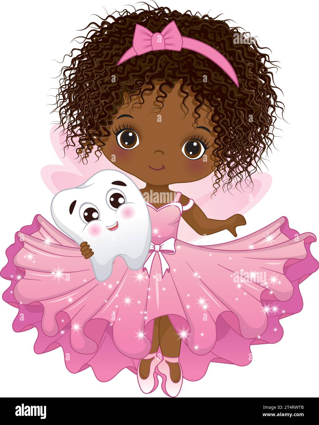 Vector Cute African American Tooth Fairy with Tooth Stock Vector Image ...