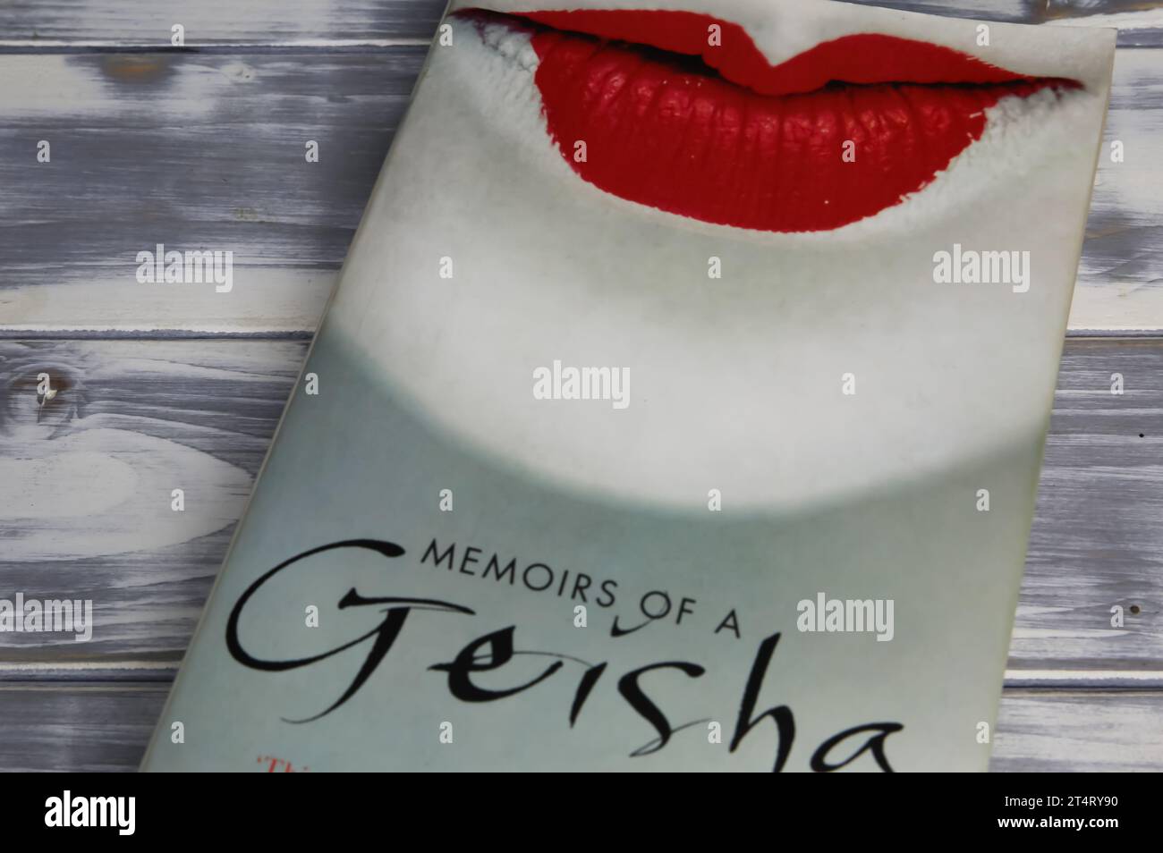 Viersen, Germany - October 9. 2023: Closeup of Arthur Golden book cover Memoirs of a Geisha Stock Photo