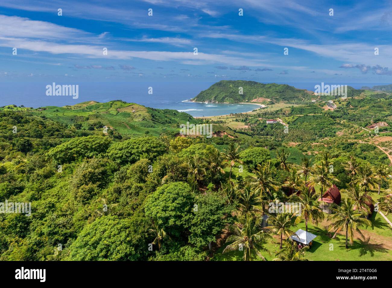 Aerial view of Mandalika beach, Lombok, Indonesia Stock Photo