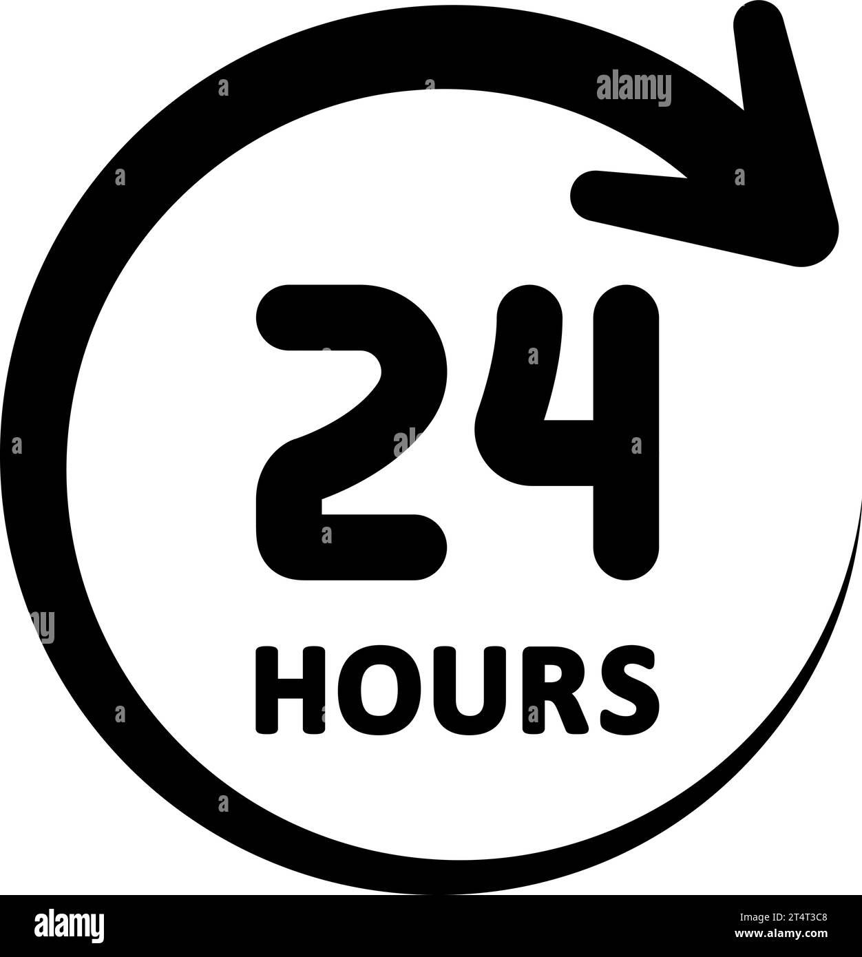 Linear icon of 24 hours a day as symbol of 24-hour business Stock Vector