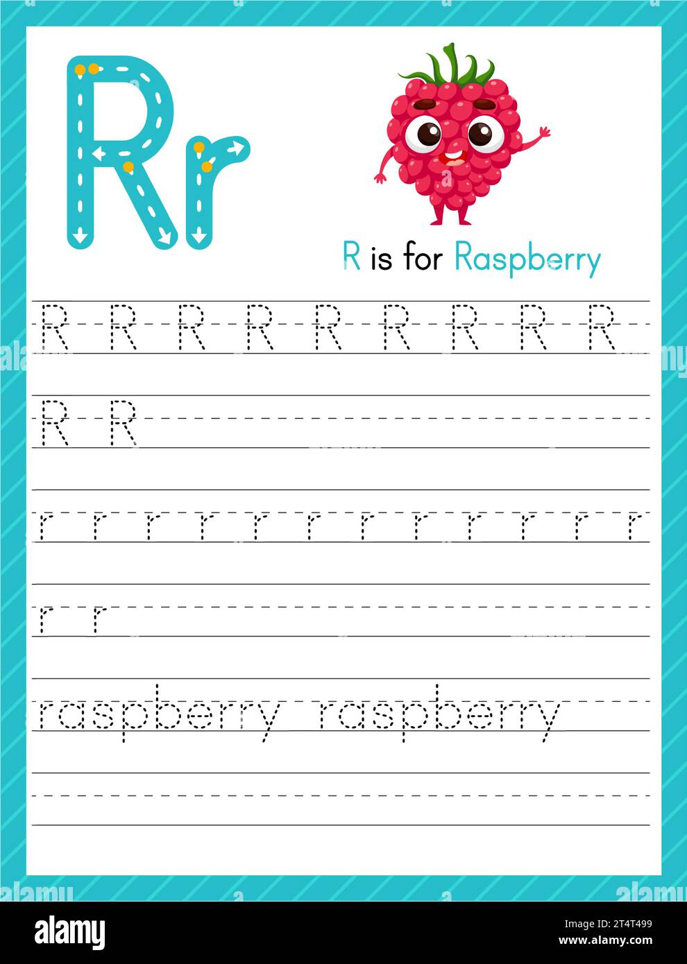 Trace letter R uppercase and lowercase. Alphabet tracing practice