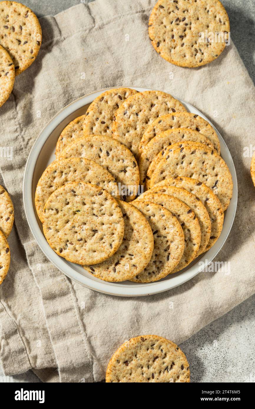 Homemade Whole Wheat Round Crackers Ready to Eat Stock Photo Alamy