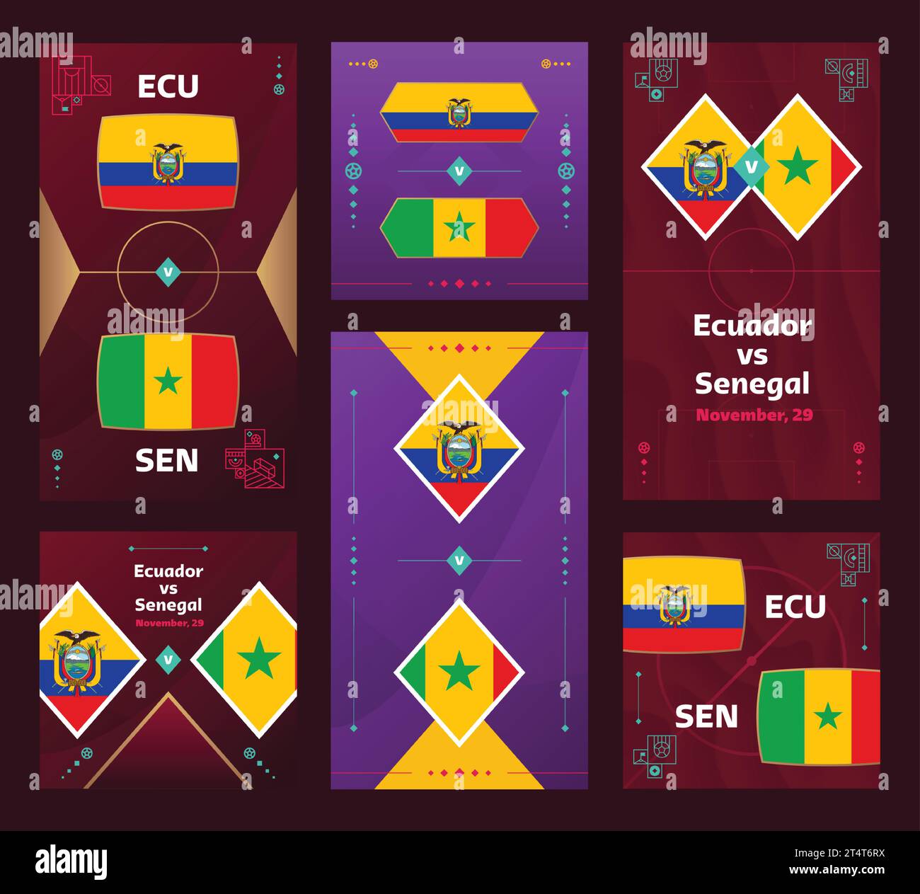 Ecuador vs senegal match world football 2022 Vector Image Stock Vector