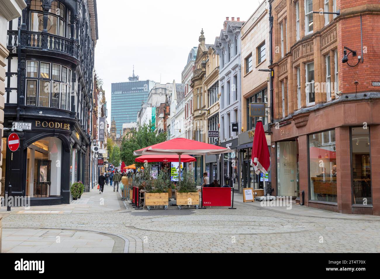 King street Manchester city centre and Gail's bakery cafe restaurant